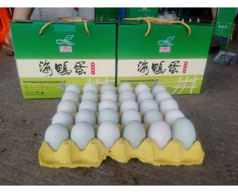 新富民海鴨蛋-海鴨蛋是北部灣海邊紅樹林中海鴨所產(chǎn)的蛋，蛋黃晶紅，味美鮮香！